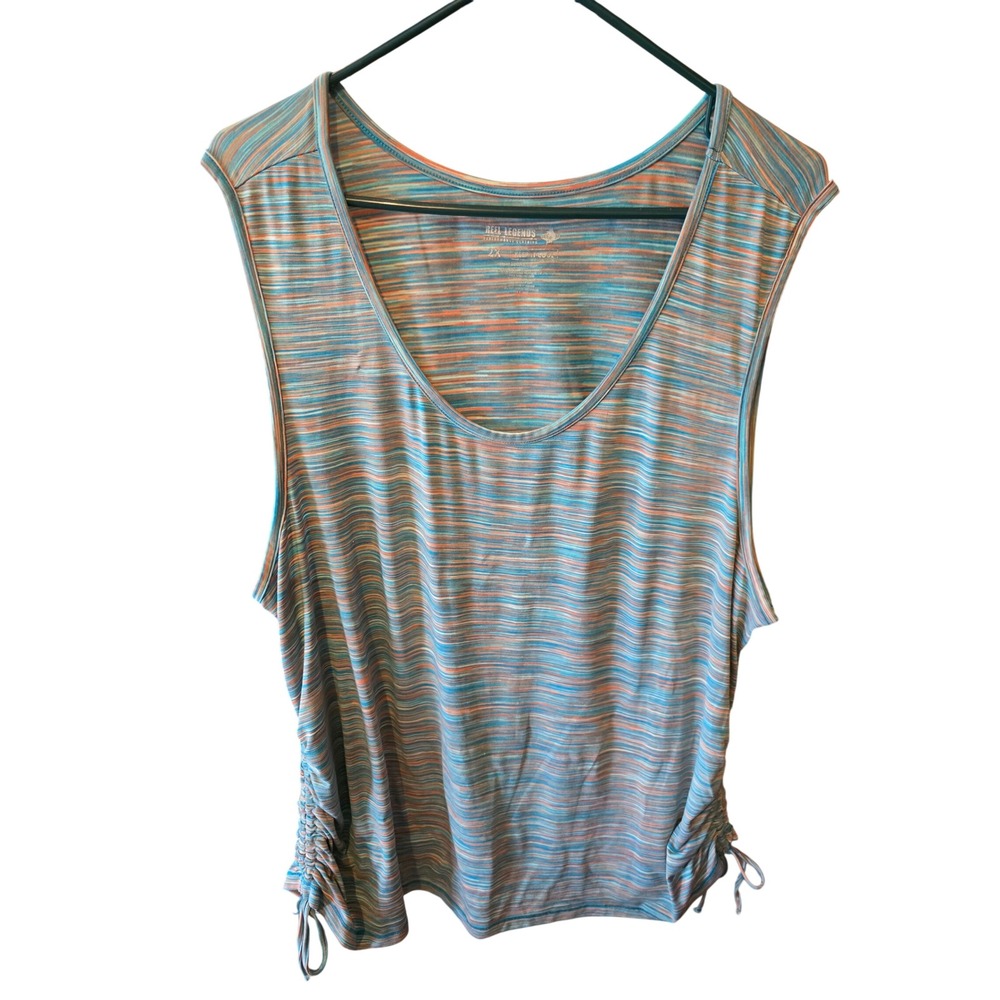 Reel Legends Womens 2X Keep It‎ Cool Space Dye Cinched Tank Multicolor Plus Size